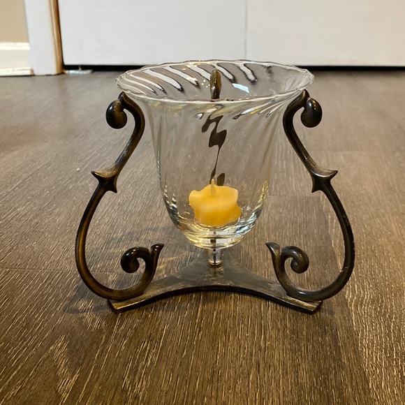 Partylite Glass Upside Down Bell Shaped Candle Holder